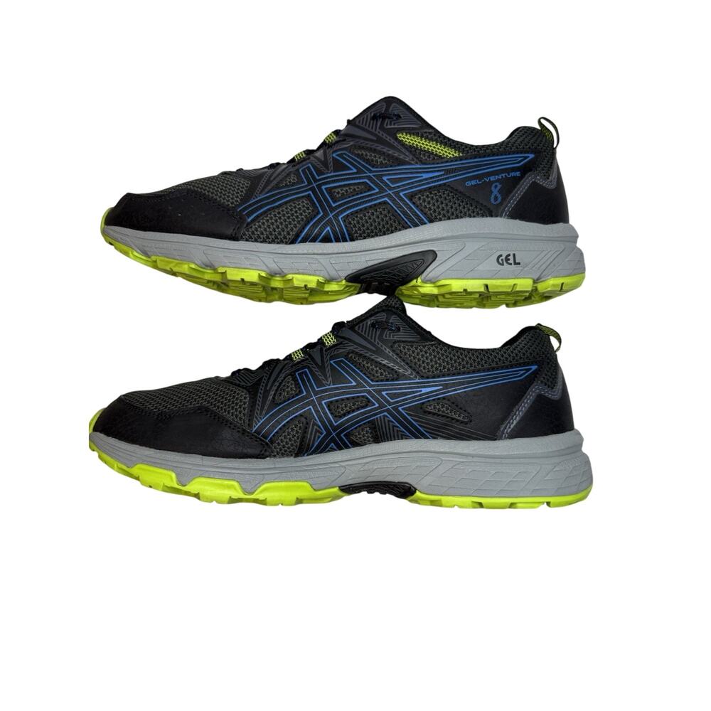 ASICS Gel-Venture 8 Trail‎ Running Shoes Mens Size 9 Black Blue Hiking Sneakers